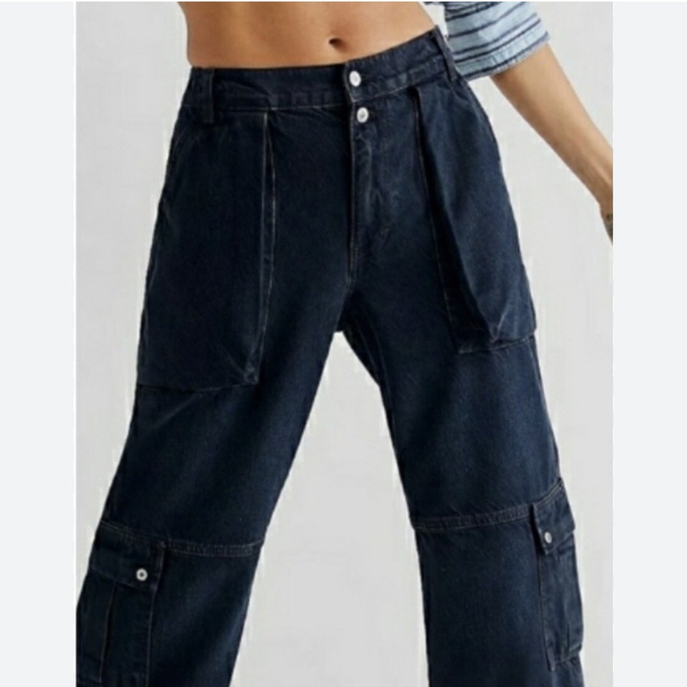 We The Free Women's Dark Blue Cargo Jeans